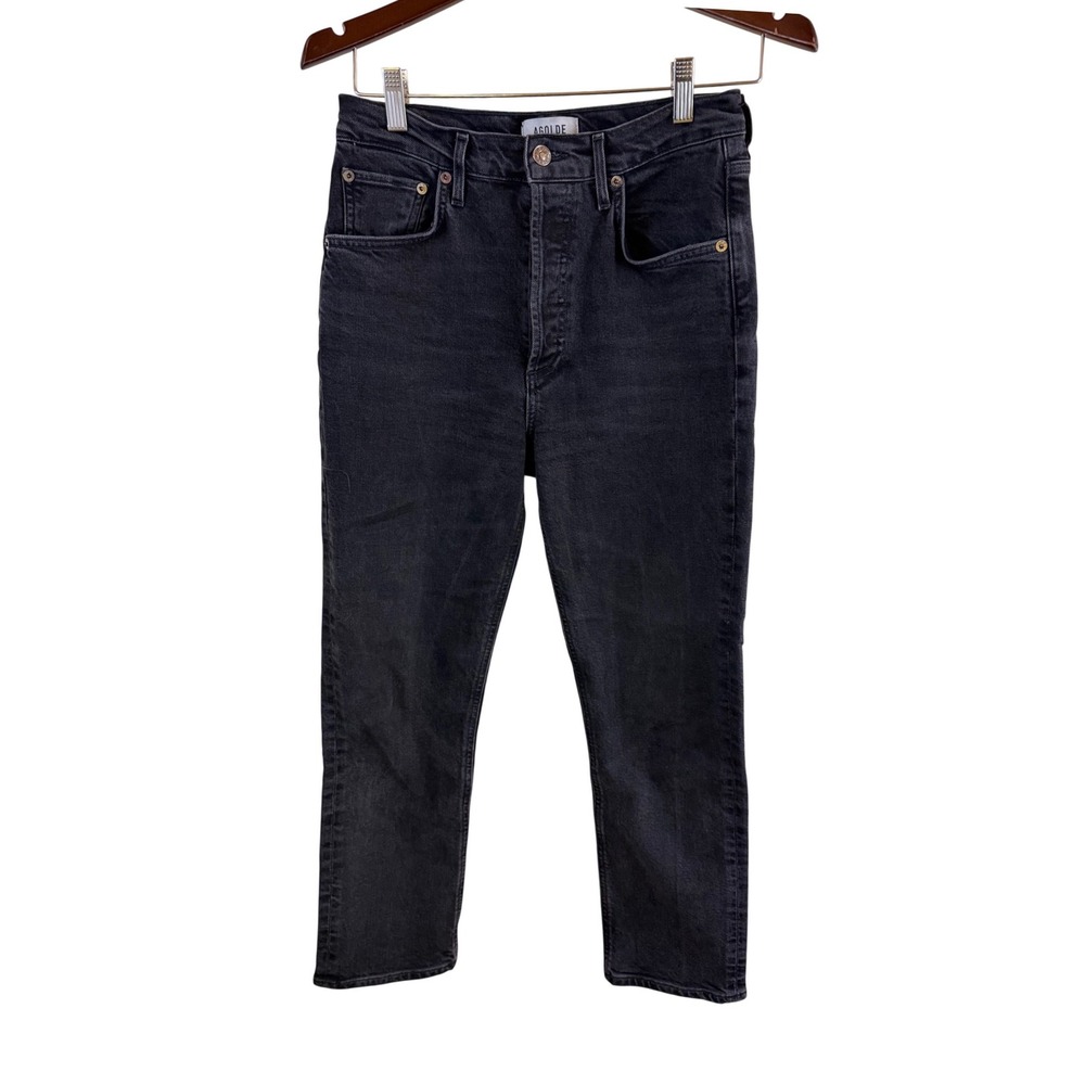 Agolde Riley High Rise Straight Crop Jeans Women 27 Black A056-1286